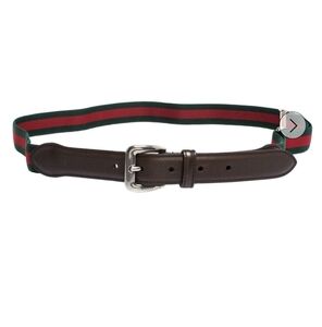 Authentic Gucci Adjustable Tricolor Elastic Fabric and leather Unisex Belt